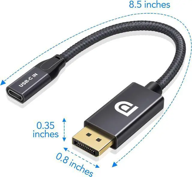 Alt view image 5 of 7 - USB C Female to DisplayPort Male Cable Adapter USB Type C 3.1 Input to DP Ouput Converter 4K 60Hz USBC Thunderbolt 3 Adapter for New MacBook Pro Mac Air Chromebook Pixel and More