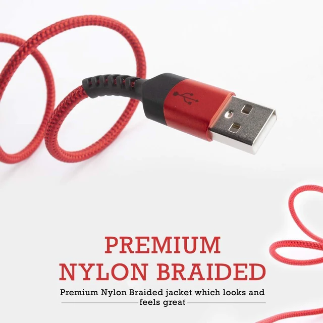 Alt view image 2 of 7 - Pivoi Type C Alluminium molding with Nylon Braided USB 2.0 Cable with 480Mbps Data Transfer Speed, Compatible with Galaxy S8/S8+/S9/S9+,HTC 10,Sony XZ,LG V20/G5/G6, 1 Pack, Red