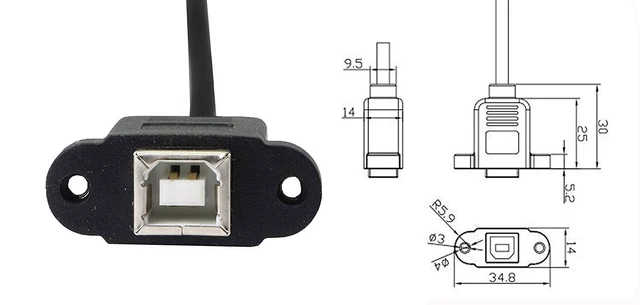 Alt view image 2 of 6 - 50cm Micro USB 5pin Male to USB Type B 2.0 Female Extension Panel Mount Data and