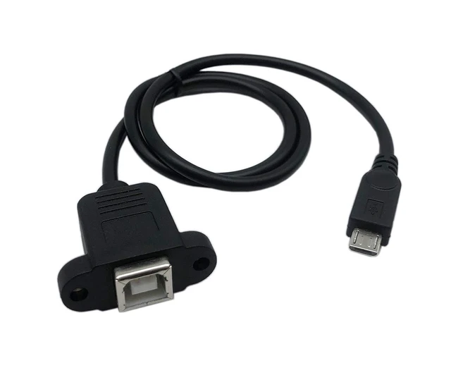 Alt view image 6 of 6 - 50cm Micro USB 5pin Male to USB Type B 2.0 Female Extension Panel Mount Data and