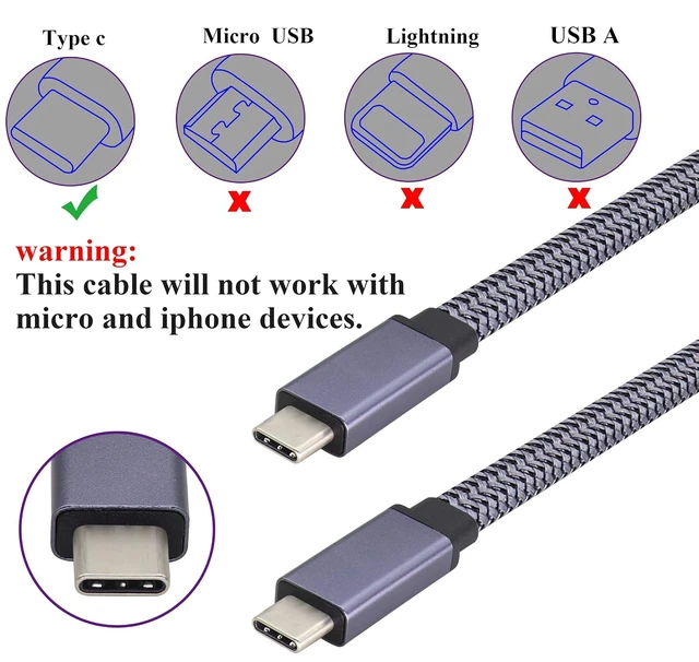 Alt view image 3 of 7 - Flat Short USB C to USB C 3.1 Gen 2 Braided Cable 10Gbps USB 3.1 Type C Male to Male Extension Cable Fast Charging Compatible for Google Pixel 4 3 XL,Samsung Galaxy Note 10,MacBook(0.5M-M/M)