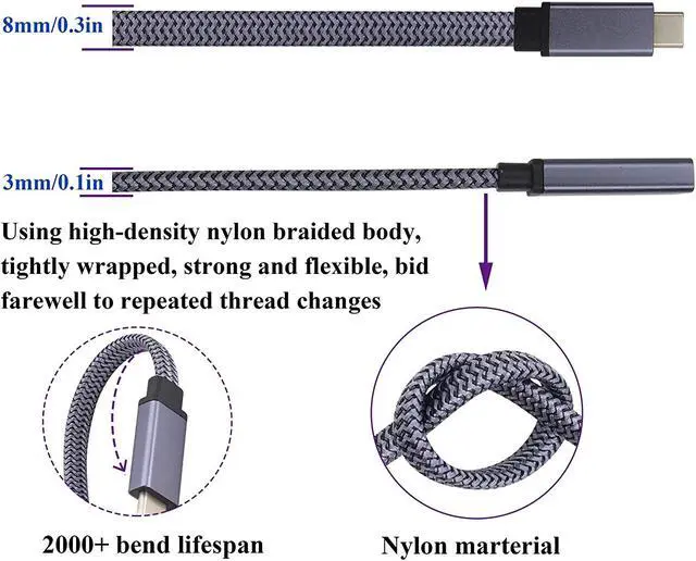 Alt view image 3 of 7 - AOTOKK Flat Type C USB 3.1 Adapter Cable 5 Gbps&2A 3.1 USB Type C Male to USB C 3.1 Female Cable Full Function Supports Charging,Data,Audio,4K HD Video Cable for Laptop&Tablet&Mobile Phone(1.5M-M/F)