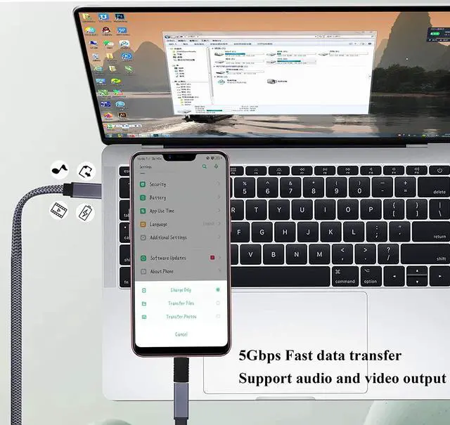 Alt view image 5 of 7 - AOTOKK Flat Type C USB 3.1 Adapter Cable 5 Gbps&2A 3.1 USB Type C Male to USB C 3.1 Female Cable Full Function Supports Charging,Data,Audio,4K HD Video Cable for Laptop&Tablet&Mobile Phone(1.5M-M/F)