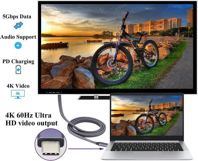 Alt view image 6 of 7 - AOTOKK Flat Type C USB 3.1 Adapter Cable 5 Gbps&2A 3.1 USB Type C Male to USB C 3.1 Female Cable Full Function Supports Charging,Data,Audio,4K HD Video Cable for Laptop&Tablet&Mobile Phone(1.5M-M/F)