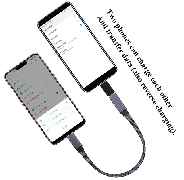 Alt view image 5 of 7 - Braided USB 3.1 Type c to Type C Connector Cable 60W&3A Short Type C 3.1 USB Male to Female Extension Cable Supports Charging,Data,Audio,Video Cable for Laptop&Tablet&Mobile Phone.(0.3M-M/F)