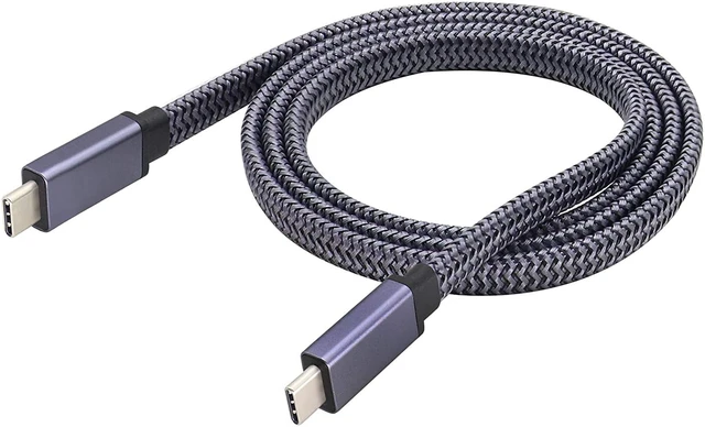 Main image of Braided Flat 3.1 Extension Cable - 4K@60Hz Type C Male to Male Connector - Supports Charging, Data, Audio, Video - Compatible with Samsung S10, S9+, S8, MacBook (1M-M/M)