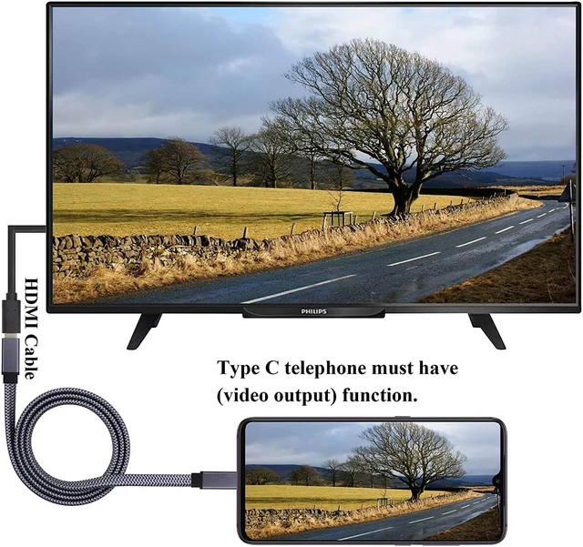 Alt view image 6 of 7 - Braided Flat 3.1 Extension Cable - 4K@60Hz Type C Male to Male Connector - Supports Charging, Data, Audio, Video - Compatible with Samsung S10, S9+, S8, MacBook (1M-M/M)