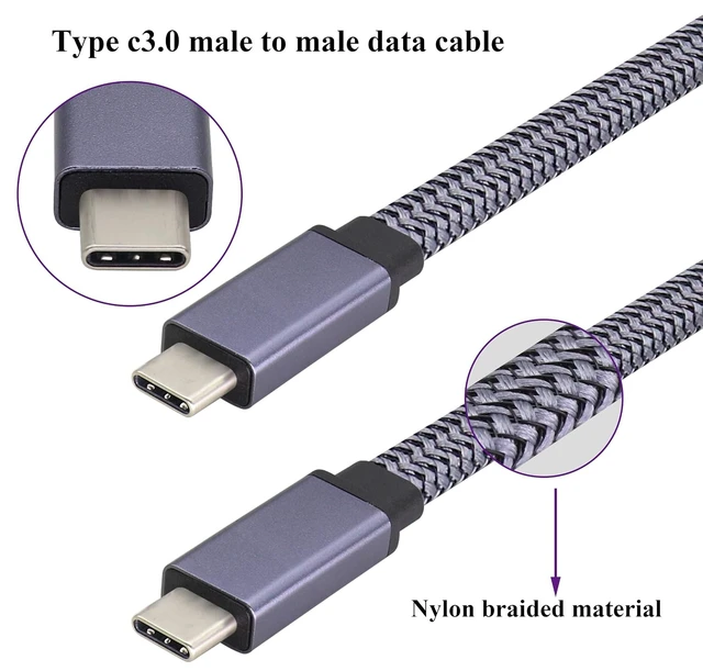 Alt view image 3 of 7 - Flat Braided Type C USB 3.1 Adapter Extender Cable 5 Gbps&2A 3.1 USB Type C Male to USB3.1 Cable Full Function Supports Charging,Data,Audio,Video Cable for Laptop&Tablet&Mobile Phone(1.5M-M/M)