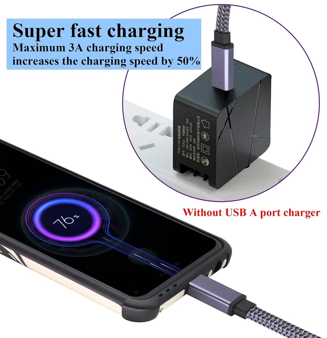 Alt view image 4 of 7 - Flat Braided Type C USB 3.1 Adapter Extender Cable 5 Gbps&2A 3.1 USB Type C Male to USB3.1 Cable Full Function Supports Charging,Data,Audio,Video Cable for Laptop&Tablet&Mobile Phone(1.5M-M/M)