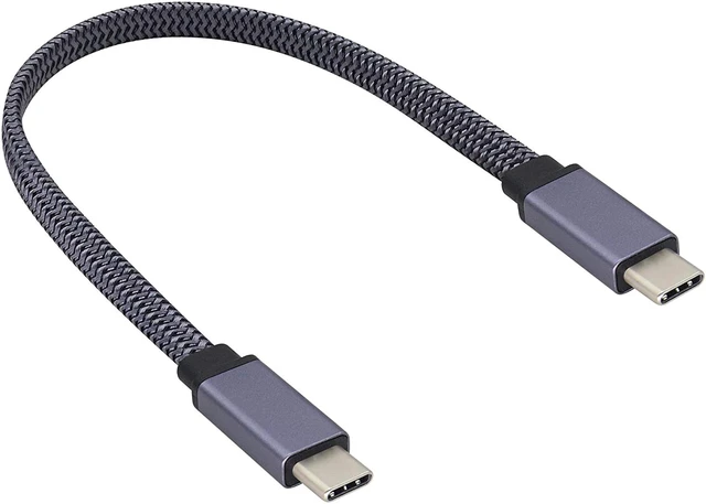 Main image of Braided USB 3.1Type C Cable Flat Short 3.1 USB Type C Male to Male 4K@60Hz Gen 2 Extension Cable Supports Charging,Data,Audio,Video Cable for Laptop & Tablet & Mobile Phone.(0.3M-M/M)