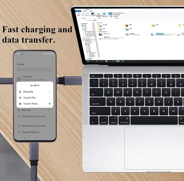 Alt view image 4 of 7 - Braided USB 3.1Type C Cable Flat Short 3.1 USB Type C Male to Male 4K@60Hz Gen 2 Extension Cable Supports Charging,Data,Audio,Video Cable for Laptop & Tablet & Mobile Phone.(0.3M-M/M)