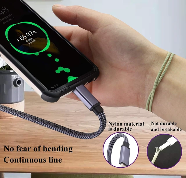 Alt view image 5 of 7 - Braided USB 3.1Type C Cable Flat Short 3.1 USB Type C Male to Male 4K@60Hz Gen 2 Extension Cable Supports Charging,Data,Audio,Video Cable for Laptop & Tablet & Mobile Phone.(0.3M-M/M)