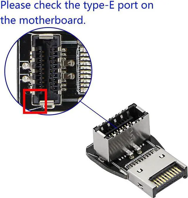 Alt view image 3 of 7 - 90 Degree USB Type E Adapter Up Angle USB 3.2 Type E Male to Female Front Panel Internal Connector Adapter High Speed 10Gbps for USB C Header Motherboard(Up/A)