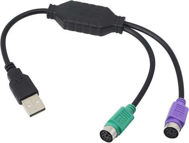 Main image of LEIHONG PS/2 to USB Cable USB to PS/2 Plug Active USB to Dual PS/2 Adapter Keyboard Mouse Converter Adapter for The Keyboard PS2 (Black)