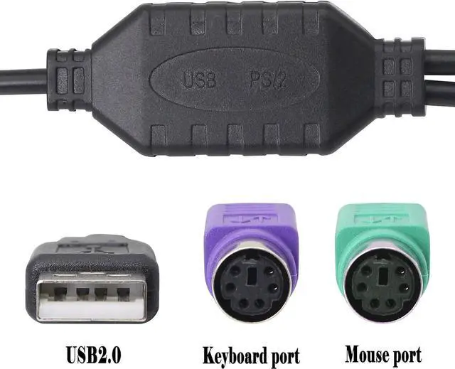 Alt view image 4 of 7 - LEIHONG PS/2 to USB Cable USB to PS/2 Plug Active USB to Dual PS/2 Adapter Keyboard Mouse Converter Adapter for The Keyboard PS2 (Black)