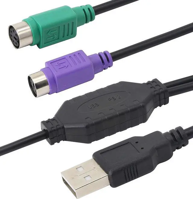 Alt view image 5 of 7 - LEIHONG PS/2 to USB Cable USB to PS/2 Plug Active USB to Dual PS/2 Adapter Keyboard Mouse Converter Adapter for The Keyboard PS2 (Black)