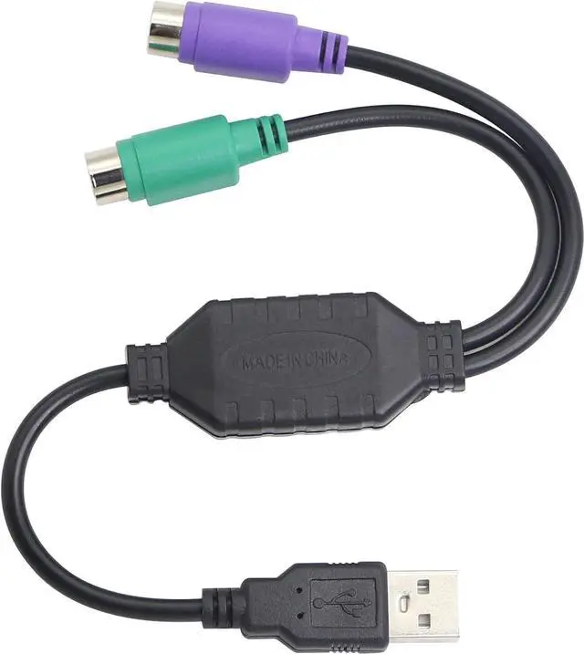 Alt view image 6 of 7 - LEIHONG PS/2 to USB Cable USB to PS/2 Plug Active USB to Dual PS/2 Adapter Keyboard Mouse Converter Adapter for The Keyboard PS2 (Black)