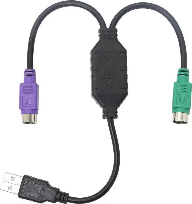 Alt view image 7 of 7 - LEIHONG PS/2 to USB Cable USB to PS/2 Plug Active USB to Dual PS/2 Adapter Keyboard Mouse Converter Adapter for The Keyboard PS2 (Black)