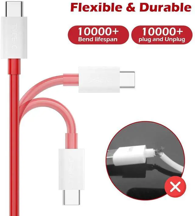 Alt view image 6 of 7 - Jelanry 6.6ft 2-Pack USB C to USB C Cable for OnePlus 10T 9 9Pro 8T 65W Warp Charge Cord Super Fast Charging Cable for Samsung S24 S25 Ultra iPhone 17 16e 2025 MacBook Air/Pro, iPad Pro Air, Red