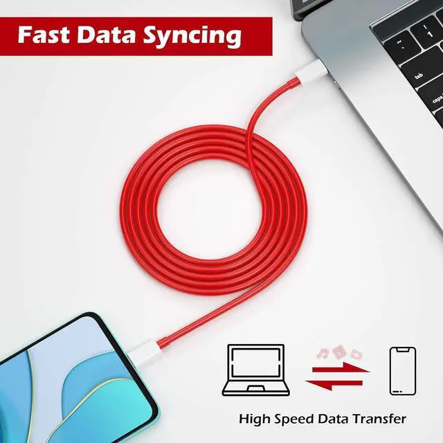 Alt view image 7 of 7 - Jelanry 6.6ft 2-Pack USB C to USB C Cable for OnePlus 10T 9 9Pro 8T 65W Warp Charge Cord Super Fast Charging Cable for Samsung S24 S25 Ultra iPhone 17 16e 2025 MacBook Air/Pro, iPad Pro Air, Red