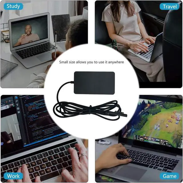 Alt view image 6 of 6 - QINGYUX 44W 15V 2.58A Power Supply Compatible with Microsoft Surface Pro 6 Pro 5 1796 1800 Laptop AC Adapter Charger Power Cord USB Charging Port