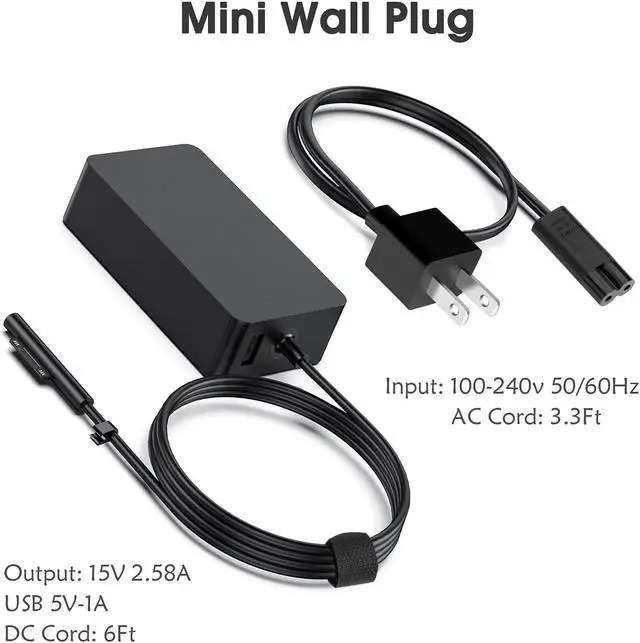 Alt view image 7 of 7 - Surface Charger, 44W 15V 2.58A Power Supply Adapter Charger for Microsoft Surface Pro 3/4/5/6/7, Surface Book, Surface Go 1/2, Surface Laptop, with 6FT DC Power Cord