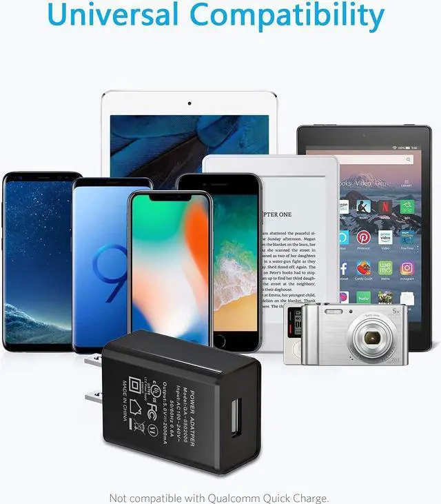 Alt view image 2 of 4 - New GA-0502000 Charger AC Adapter 2A Rapid Charger with 5.0 Ft Micro-USB Cable Compatible with Fire 7 8 10 Tablet, HDX 6" 7" 8.9" 9.7" and Phone (Black)