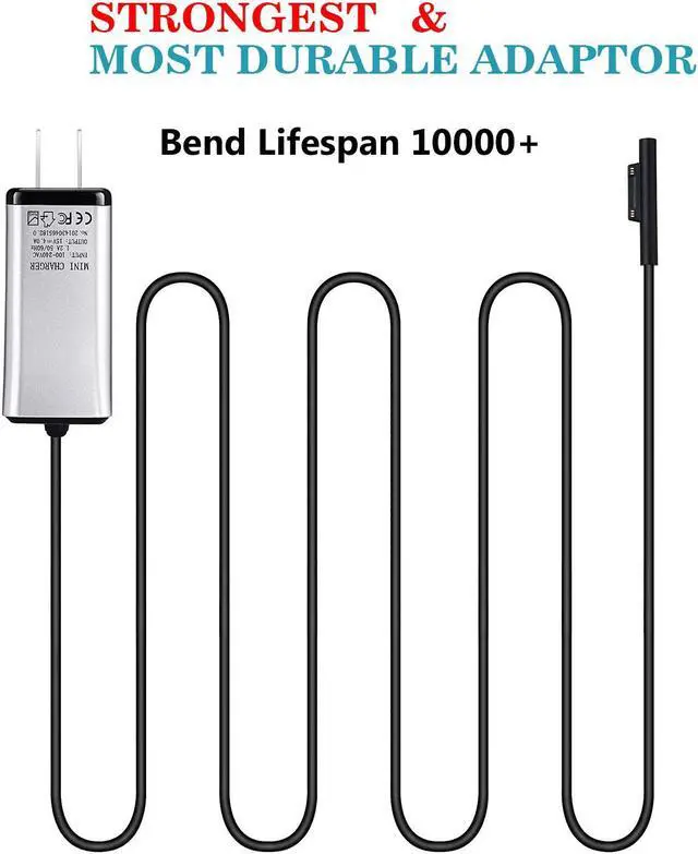 Alt view image 3 of 7 - YGJ Surface Book Charger 65W Compatible with Surface Pro 3/4/5/6/7 Power Supply Adapter, Compatible for Both Microsoft Surface Book Laptop/Tablet, Works with 65W&44W&36W&24W, 6.56Ft Power Cord