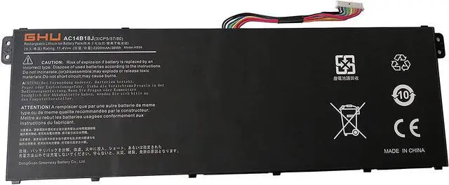 Alt view image 2 of 6 - GHU New AC14B18J Battery Compatible with Acer AC14B18J Laptop Battery, CE FCC UL Tested, Reusable for Over 500 Cycles, Fast Charging for Acer Aspire E3-111 Premium Grade A Polymer Cell [11.4V 36Wh]