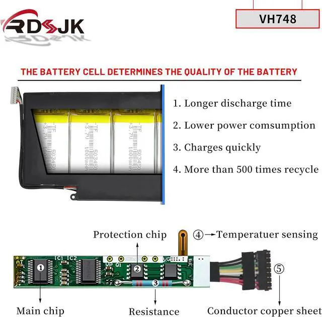 Alt view image 4 of 7 - VH748 Laptop Battery for Dell Inspiron 14 5439 Vostro 5460 5470 5560 Series Ins14zD-3526 V5460D-1308 V5460D-2628 V5460R-2526 5470D-1528 5560D-2328 5560D-2528 5560R-1326 11.1V 51.2Wh