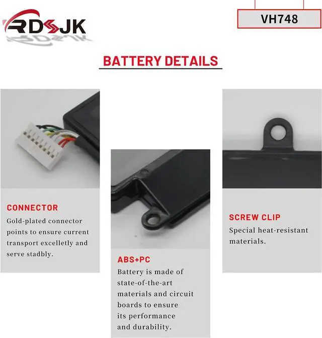 Alt view image 5 of 7 - VH748 Laptop Battery for Dell Inspiron 14 5439 Vostro 5460 5470 5560 Series Ins14zD-3526 V5460D-1308 V5460D-2628 V5460R-2526 5470D-1528 5560D-2328 5560D-2528 5560R-1326 11.1V 51.2Wh