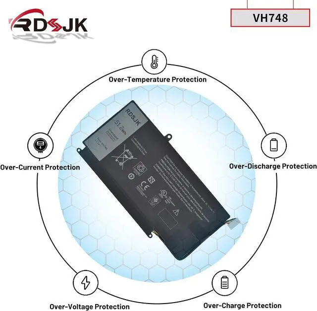 Alt view image 6 of 7 - VH748 Laptop Battery for Dell Inspiron 14 5439 Vostro 5460 5470 5560 Series Ins14zD-3526 V5460D-1308 V5460D-2628 V5460R-2526 5470D-1528 5560D-2328 5560D-2528 5560R-1326 11.1V 51.2Wh