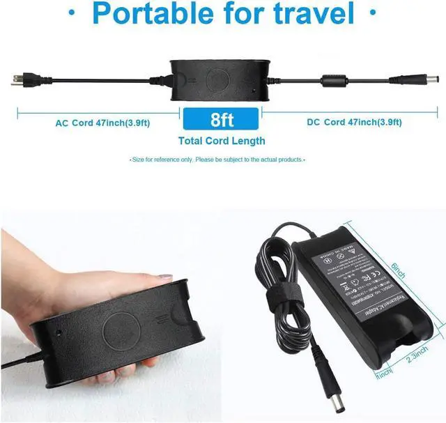Alt view image 3 of 7 - 90W 19.5V 4.62A AC Charger Compatible with Dell Inspiron 17R N7110 N5110 1720 1537 1564 N4110 3721 6000 6400 Latitude E6410 E4310 3450 3543 E4300 E6220 E6400 E6510 XPS M1330 M1530 Studio 1737 1558