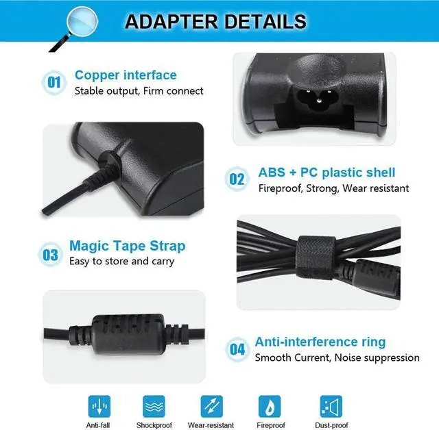 Alt view image 4 of 7 - 90W 19.5V 4.62A AC Charger Compatible with Dell Inspiron 17R N7110 N5110 1720 1537 1564 N4110 3721 6000 6400 Latitude E6410 E4310 3450 3543 E4300 E6220 E6400 E6510 XPS M1330 M1530 Studio 1737 1558