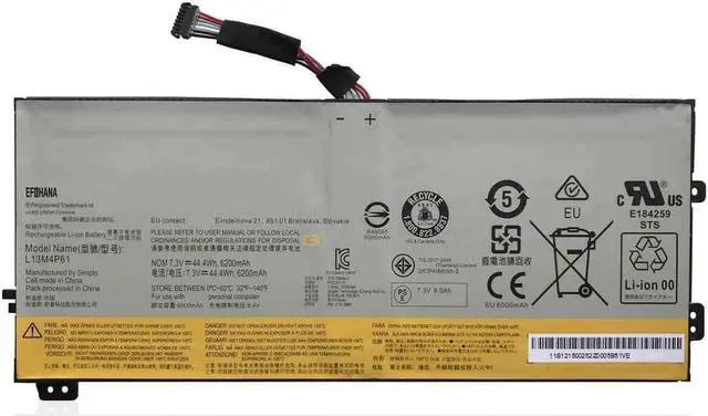 Main image of efohana L13M4P61 Laptop Battery Replacement for Edge 15 80H1 80K9 Series Notebook 121500252 L13L4P61 121500253 7.3V 44.4Wh 6200mAh 4-Cells