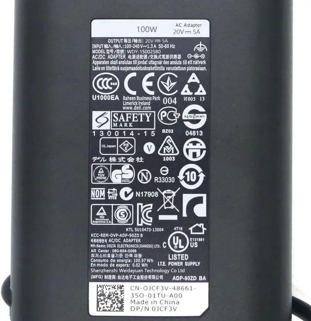 Alt view image 3 of 6 - 130W 20V 6.5A USB Type C 0K00F5 HA130PM170 AC Power Adapter Compatible for Dell XPS 15,XPS 15 2-in-1 9575 Charger, Compatible with P/N: 0K00F5, K00F5 Power Adapter with US Cable