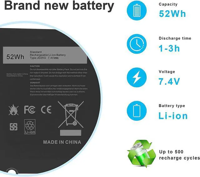 Alt view image 3 of 7 - Futurebatt JD25G Battery for Dell XPS 13-9343 13-9350 13D-9343, Fits p/n 90V7W JHXPY 5K9CP DIN02 090V7W 0DRRP RWT1R 0RWT1R 0N7T6