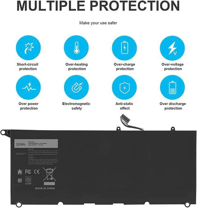 Alt view image 2 of 7 - Futurebatt JD25G Battery for Dell XPS 13-9343 13-9350 13D-9343, Fits p/n 90V7W JHXPY 5K9CP DIN02 090V7W 0DRRP RWT1R 0RWT1R 0N7T6