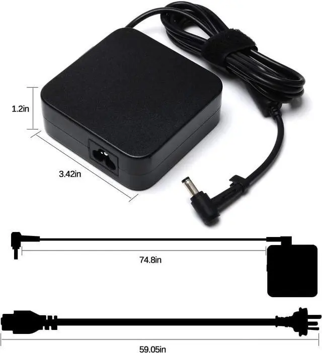 Alt view image 5 of 6 - for Asus Monitor Power Cord Asus Rog Strix PG279Q PG279 PG279QZ XG27UQ PG259QN TUF Gaming VG27AQ VG32VQR VG35VQ Vivo AiO V230I V230IC 90W Power Adapter ADP-90LE B ADP-90YD B K55A K55N K501UX K53E