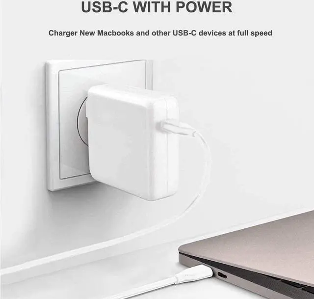 Alt view image 3 of 6 - Mac Charger 61W USB C Power Adapter Compatible with MacBook Pro 13 Inch 2020 2019 2018 2017 MacBook Air 13 Inch Include Cable