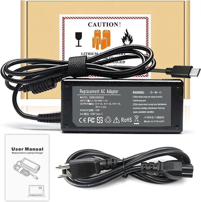 Alt view image 6 of 6 - 45W Type C USB C Replacement AC Adapter Charger Compatible with HP/Dell/Samsung/Acer/Sony/Toshiba Laptops Smart Phones Type-C Notebook Type-C Tablets Google Pixel