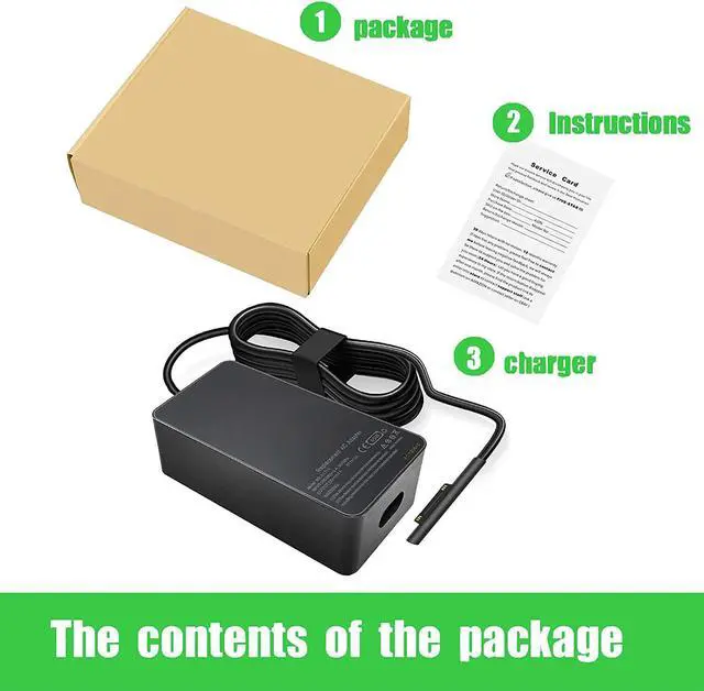 Alt view image 6 of 7 - 1706 Surface Pro Charger 65W 15V 4A AC Adapter Charger for Microsoft Surface Pro X Pro 7 Pro 6 Pro 5 Pro 4 Pro 3 Surface Laptop 3 2 1 Surface Book Surface Go with USB Charging Port 5V 1A