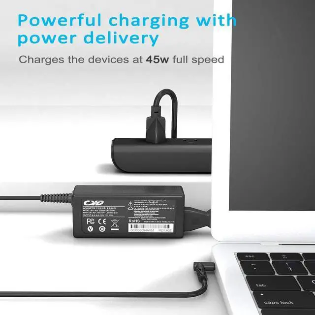 Alt view image 2 of 7 - QYD 45W Laptop Charger Compatible for HP Laptop Charger 15-BS020WM 15-AB153NR 15-BS074NR 741727-001 740015-002 HSTNN-CA40 7400015-001 740015-003 ADP-45WD B Ac Adapter,8.2ft Notebook Power Cord Cable