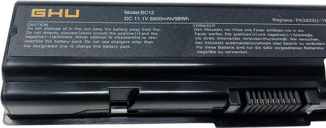 Alt view image 3 of 7 - GHU New Battery 98 WH PA3727U-1BRS PA3535U-1BRS 12 Cell 8800 mAh Li-ion Replacement for Toshiba Satellite A200 A205 A210 A300 A350 A350 A505 L305 L300 L450 L455 L450D L500 L505 PABAS098