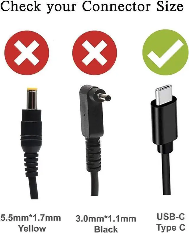 Alt view image 2 of 7 - 65W 45W USB-C AC Adapter Compatible with Lenovo Chromebook C330 S330 300e ThinkPad T480 T570 T580s T590 T495 E490 L580 X280 X380 X390 X395,Yoga 720s C630 730S S730 920 C930 Laptop Power Supply Cord