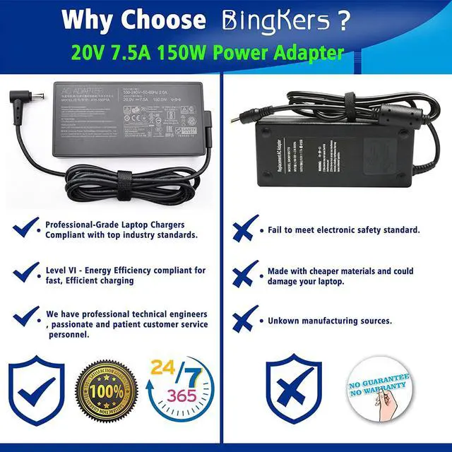 Alt view image 6 of 7 - 150W 20V 7.5A Power Adapter ADP-150CH B for Asus A18-150P1A TUF Gaming FA506 A17 FA706 FX505GT FX705GT Laptop Charger Asus TUF Gaming fx705gm ROG Strix Scar III G531GD Power Supply