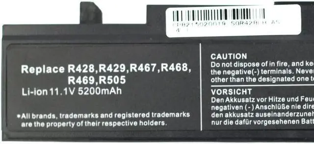Alt view image 2 of 7 - 4400mah Quality Replacement Laptop Battery for Samsung Part# AA-PB9NC6B AA-PB9NS6B AA-PL9NC2B AA-PL9NC6B fit Models NP-R530 NP-R480 NP-R522 NP-R519 NP-R440 NP-R580