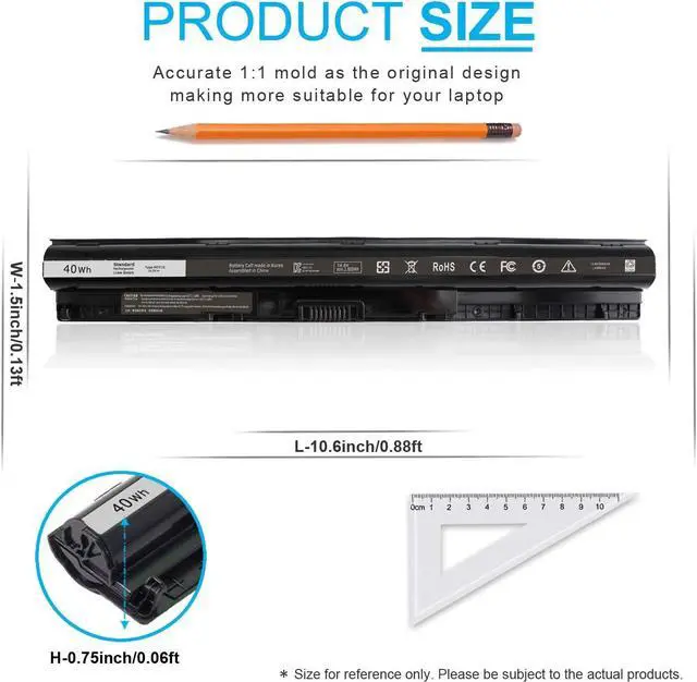 Alt view image 2 of 7 - 40Wh Type M5Y1K 14.8V Battery for Dell Inspiron 15 5000 3000 Series 5566 5555 5558 5559 5758 3567 3551 3552 3558 14 3451 3452 3458 5458 17 5755 5758 5759 GXVJ3 HD4J0 WKRJ2 VN3N0 P51F P47F P63F P64G