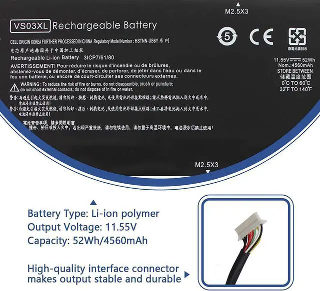 Alt view image 3 of 6 - ANTIEE VS03XL 849313-850 Battery for HP Envy 15-AS 15T-AS Series: 15T-AS100 15-AS133CL 15-AS152NR 15-AS043CL 15-AS182CL AS020NR AS068NR AS027CL AS002LA AS091MS AS004LA AS014WM 849313-856 VSO3XL
