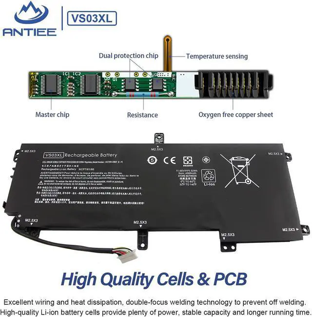 Alt view image 4 of 6 - ANTIEE VS03XL 849313-850 Battery for HP Envy 15-AS 15T-AS Series: 15T-AS100 15-AS133CL 15-AS152NR 15-AS043CL 15-AS182CL AS020NR AS068NR AS027CL AS002LA AS091MS AS004LA AS014WM 849313-856 VSO3XL